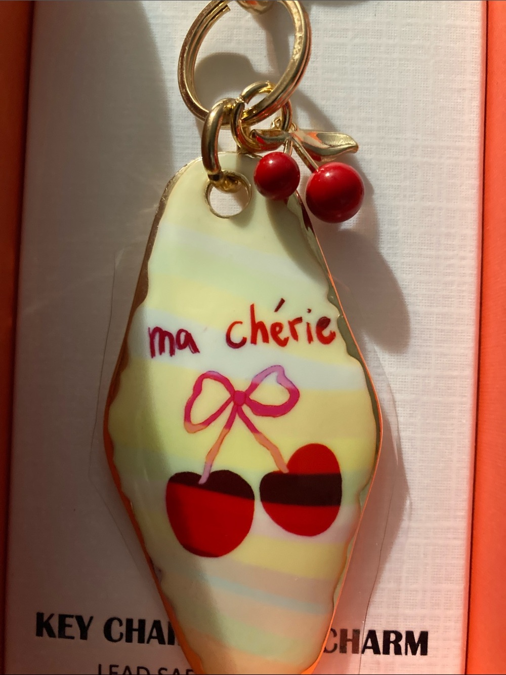 piper.k NIB Yellow Enamel Motel-Style Cherry Keychain/Bag Charm - Picture 5 of 7